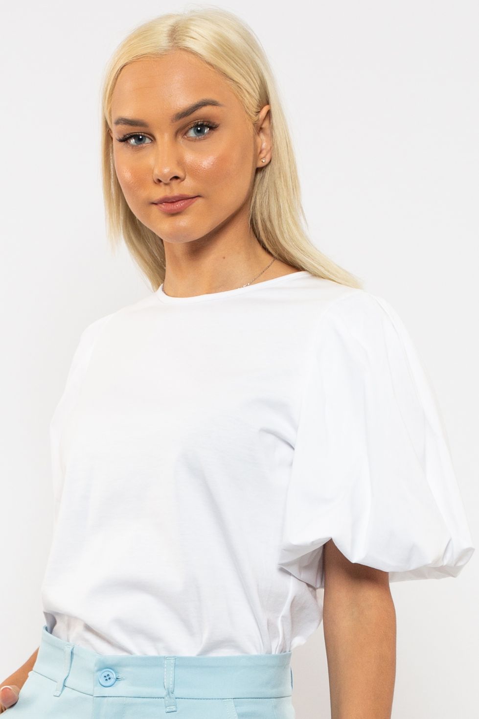 T-SHIRT WITH PUFF SLEEVES WHITE