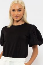 T-SHIRT WITH PUFF SLEEVES BLACK