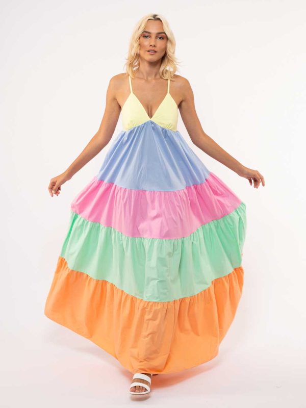 LONG DRESS WITH PANELS MULTICOLOR