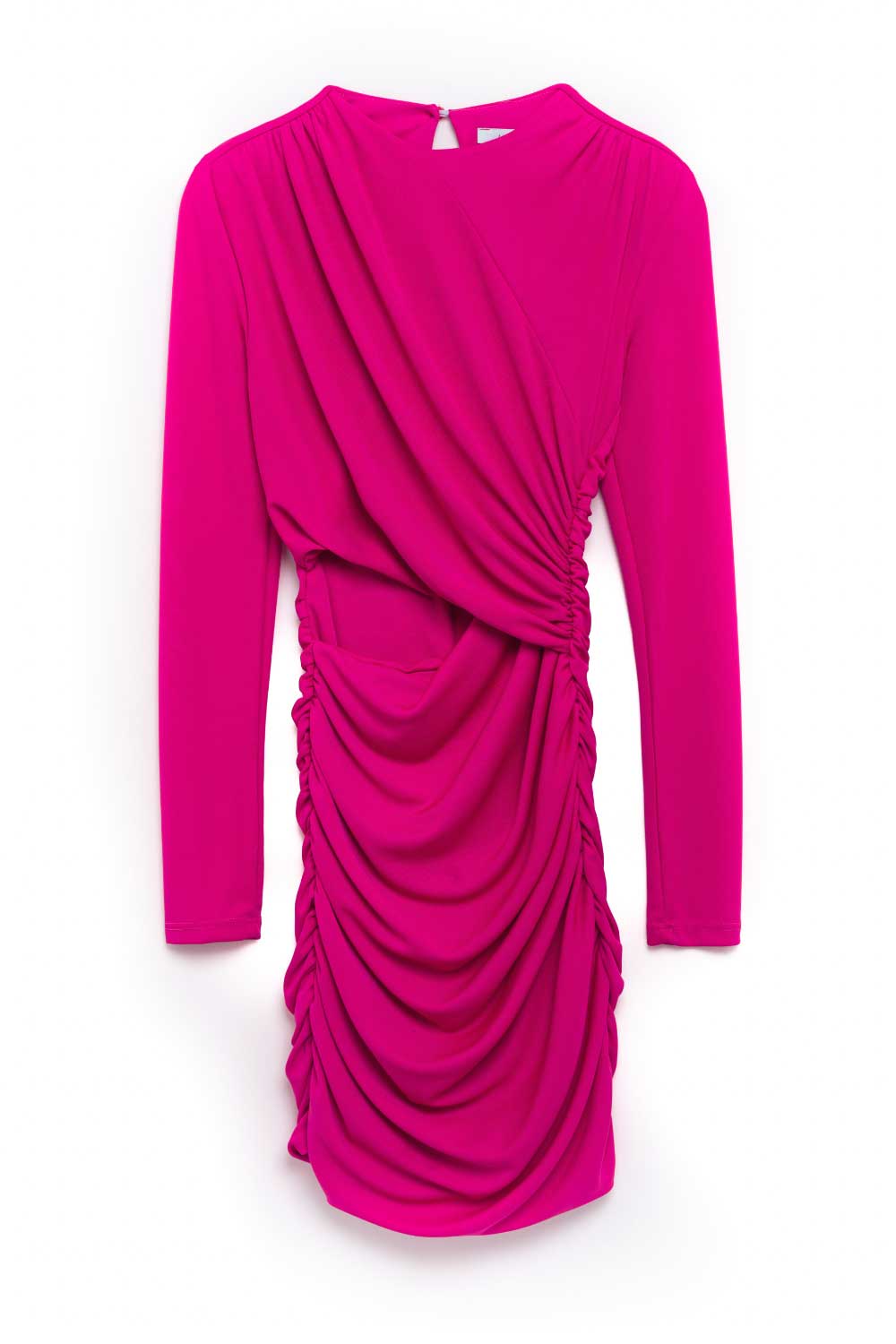 CURLED DRESS WITH CUT OUT DETAILS FUCSIA