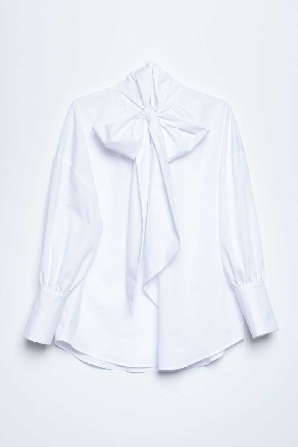 POPLIN SHIRT WITH BOW DETAIL WHITE