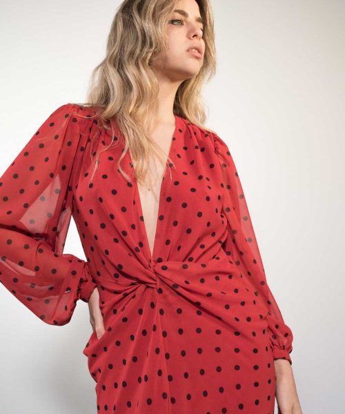 KNOTTED DRESS RED