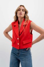 CROPPED WAISTCOAT RED