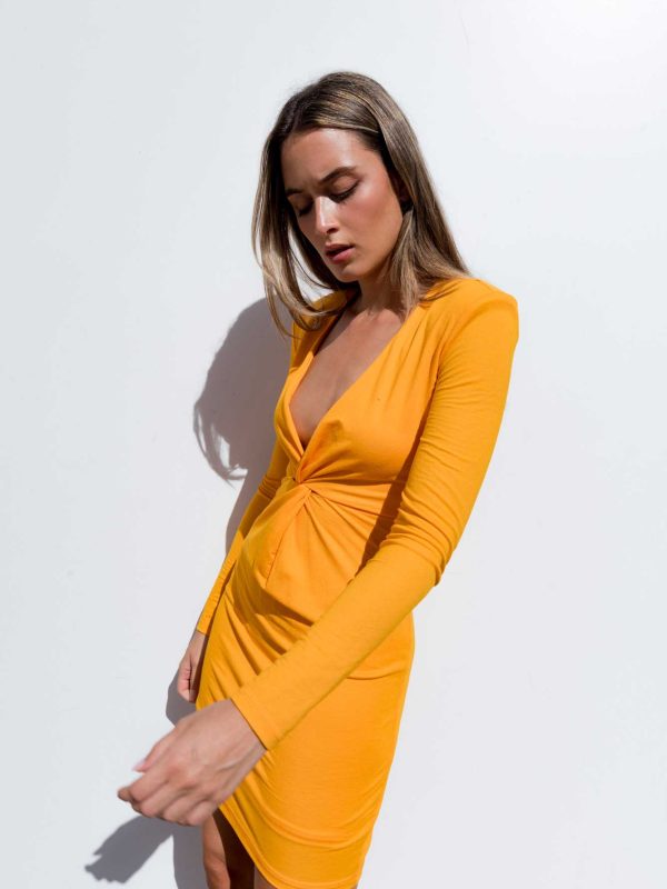 DRESS WITH FRONT KNOT ORANGE